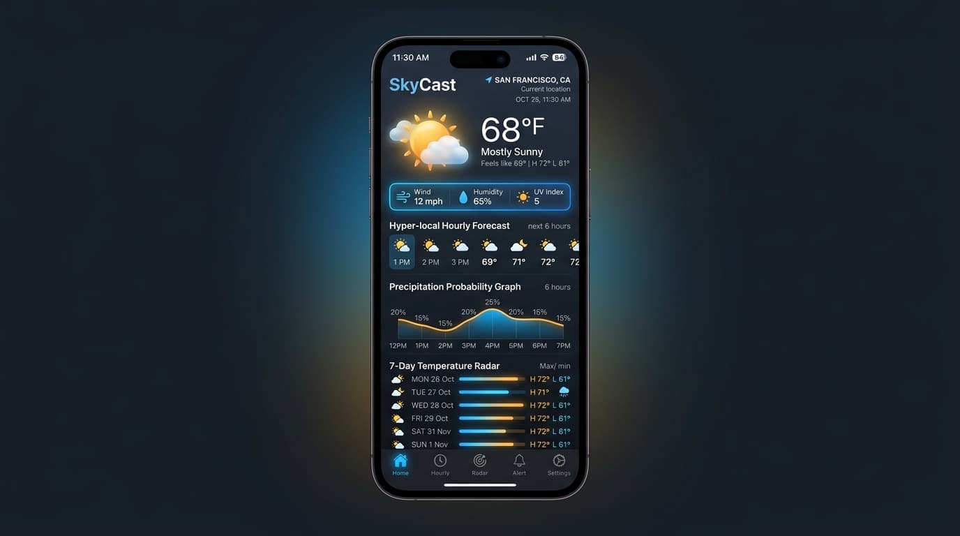 Sky Cast Weather Intelligence - Mobile App Development software by Medhawa Neranjan